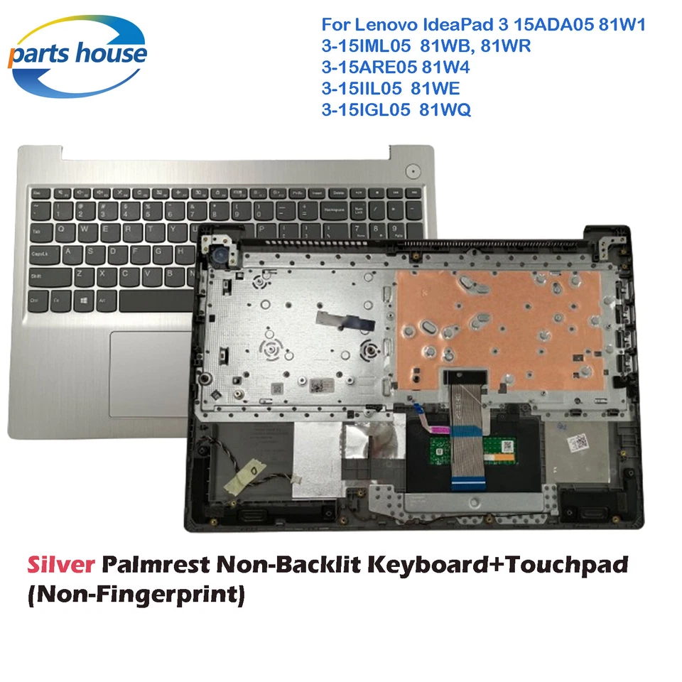 For Lenovo IdeaPad 3-15 3-15IIL05 3-15ADA05 3-15IML05 Palmrest Keyboard Touchpad - Image 1 of 4
