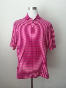 POLO Golf Ralph Lauren Men Size M Short Sleeve Cotton Shirt Red White Stripes - Picture 1 of 4