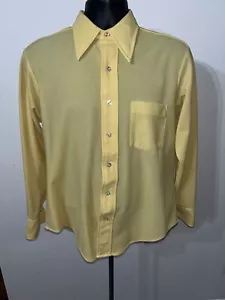 Vintage Arrow Knit Shirt Men 16 Large Yellow Big Collar Disco Polyester - Picture 1 of 10
