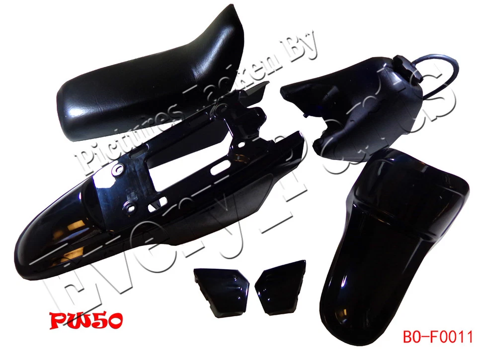 Yamaha PW50 PY50 PW 50 Plastic Fender Body Seat Gas Tank Kit Black - Image 1 of 1