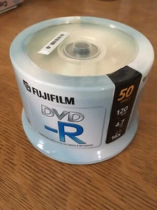 Fujifilm 50 Pack DVD-R 4.7 GB 16x Speed 120 Minutes Sealed Spindle - Picture 1 of 3