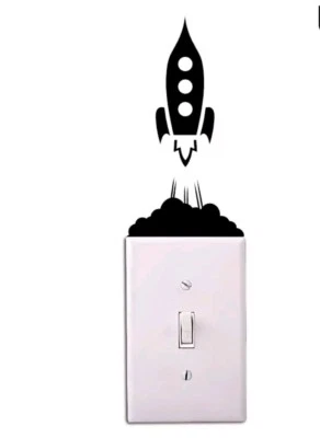 Rocket light switch wall decal sticker baby nursery boy bedroom home decor - Image 1 of 3