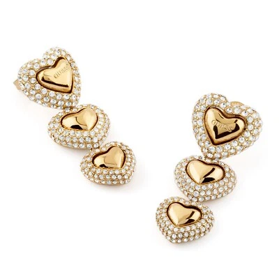 GUESS Schmuck Damen-Ohrringe Ohrhänger Herz Pavée Goldfarben JUBE05013JWYG - Bild 1 von 3
