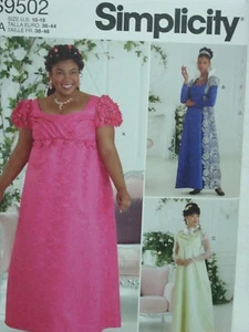 Regency Era Dress Gown Costume Pattern Misses Women SZ 20 to 28   S9502 Uncut - Picture 1 of 6