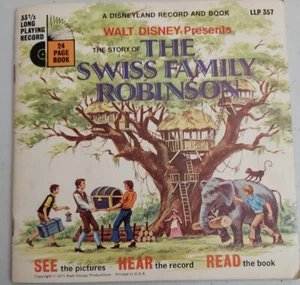 Vintage 1971 The Swiss Family Robinson 24 Page Book With Record - Picture 1 of 9