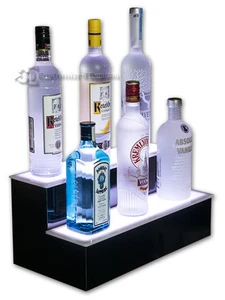 18" 2 Stufen Ebenen LED beleuchtete Regale beleuchtete Schnapsflasche Display KOSTENLOSER VERSAND - Bild 1 von 4