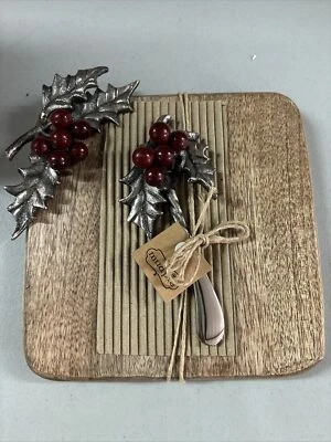 "Carcutería o tabla de cortar con estaño MUDPIE acebo 8""X 8"" NUEVO CON ETIQUETAS" Foto 1 de 4