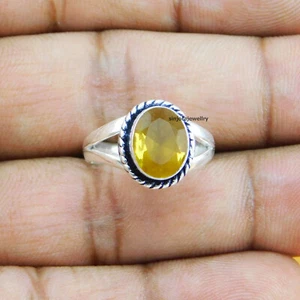 Citrine Gemstone ring 925 sterling silver handmade Gift US size 5 to 10 - Picture 1 of 4
