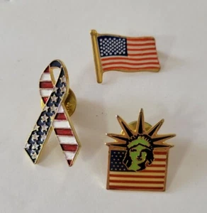 Conjunto de broches prendedores banderas americanas bandera dama libertad estrellas rayas 4 de julio  - Imagen 1 de 7