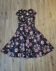 New Hell Bunny Summer Dress S Sweet Sugar Skulls Punk Rock Goth Lolita Kawaii - Picture 1 of 6