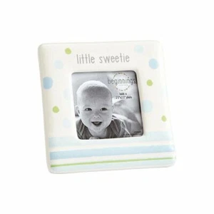 Beginnings by Enesco Little Sweetie Baby Boy Photo Frame, Blue and White - Picture 1 of 3