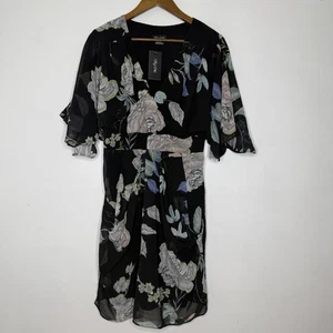 City Chic Dress Womens Plus XS 14 Floral Chiffon Midi Sheer Party Wedding NEW - Picture 1 of 7