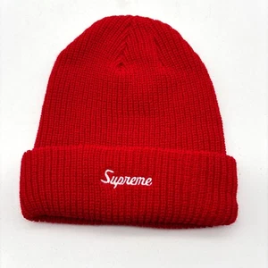 Supreme Loose Gauge Beanie Winter Hat One Size Red Acrylic Knitted Warm Cuffed - Picture 1 of 4