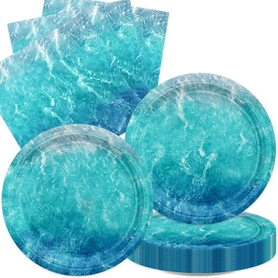 40 шт. украшения для дня рождения океанская волна — тарелки для морского пляжа салфетки Гавайи... - Изображение 1 из 4