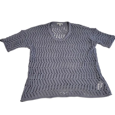 James Perse Sweater Womens Size 2 Blue Wool Cashmere Open Knit Pullover WTM3607 - Image 1 of 4