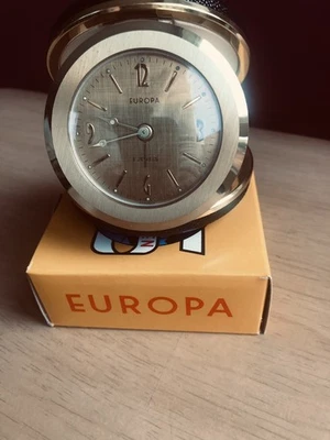 Black Vintage  1970s Europa Alarm Clock NOS Retro Desk Travel Clock Mid-Century - Image 1 of 4