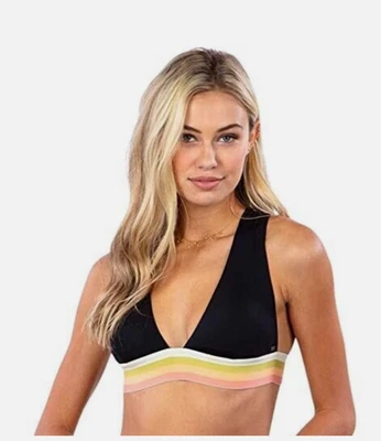 Traje de baño Rip Curl Beach Botanica negro con espalda cruzada en V para mujer talla mediana Foto 1 de 4