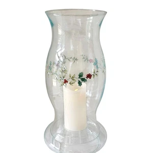 Pfaltzgraff Winterberry Hurricane Candleholder 11.25" pillar taper holder holida - Picture 1 of 9