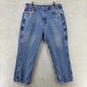 Carhartt Jeans Men 40 (37X28) Blue Medium Wash Carpenter Relax Fit Mid Rise Work - Picture 1 of 16