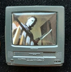 Halloween 1978 Michael Myers Stairs TV Frame Custom ENAMEL PIN Horror VHS Retro - Picture 1 of 3