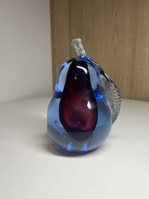 Murano Glass Bookends Pear Blue & Red Sommerso Alfredo Barbini MCM  - Image 1 of 4
