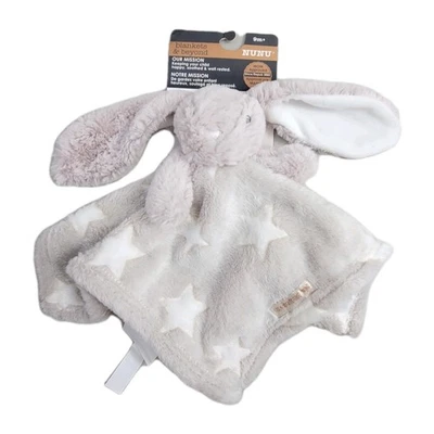 Blankets & Beyond Baby Blanket Lovey Bunny Rabbit & Stars Tan Textured 2023 - Image 1 of 4