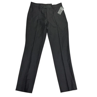 Pantalones de Traje Alfani Para Hombres Calce Ajustado Ventana Cuadros Gris Borgoña 30x30 Foto 1 de 4