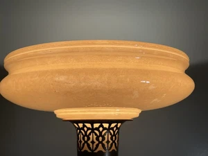 Lampada funebre vintage 14" paralume terra torchiere oro vetro lucido attacco 3" - Foto 1 di 19