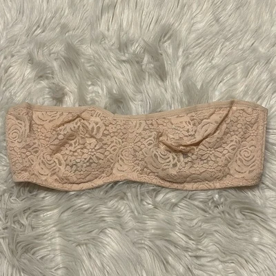 Wacoal 36C Bra Beige Halo Lace Strapless Bandeau Underwire 854205 Back Closure - Image 1 of 4