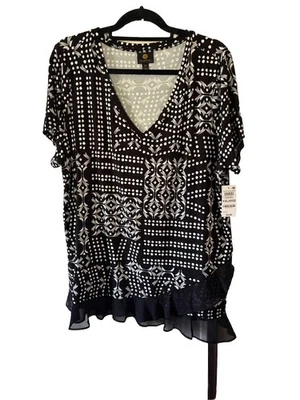 Colección JM NUEVO CON ETIQUETAS 2X Negro con Lunares Blancos y Volantes de Diseño Foto 1 de 4