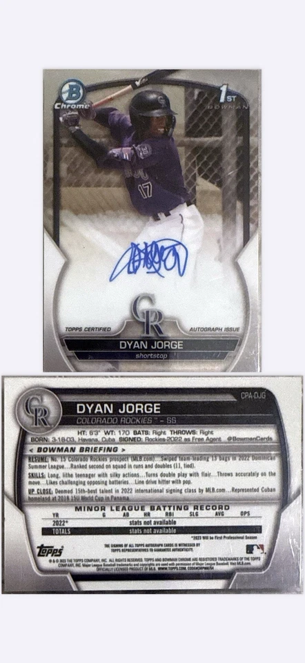 2023 Bowman Chrome Prospect Auto Dyan Jorge #CPA-DJG Auto - Image 1 of 1