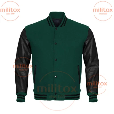 Varsity Jacket – Wool Body & Leather Sleeves | Premium Quality, Free Shipping, - Image 1 of 3