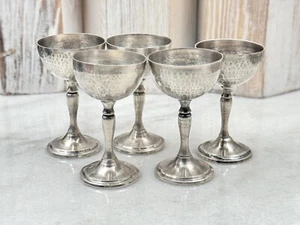 Vintage 900 sterling silver Handmade Goblet Shot Glasses Lot Of 5 134g - Picture 1 of 4