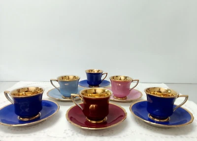 Jaroslav Ježek - 波希米亚 - 咖啡套装 6 件 - 艺术与工艺 -999 (24 克拉) 金色,Po — 第 1/4 张图片