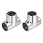 2 Pcs 3-Way Boat Handrail Fitting Tee Rail 316 Stainless Steel for 7/8" Tube