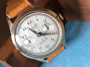 Vintage Montre Bracelet Homme Mécanique Chronographe Chrono Plaqué Or FORMIDA - Picture 1 of 9