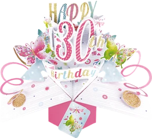 Tarjeta de 30 cumpleaños 3D emergente hija amiga hermana - Imagen 1 de 1