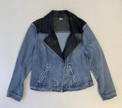 Jaqueta jeans Venus Moto feminina M couro sintético clássica com zíper assimétrico - Imagem 1 de 4