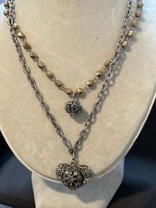 16” SEASONAL WHISPERS DOUBLE STRAND STATEMENT NECKLACE/PENDANTS- COSTUME JEWELRY - Picture 1 of 5