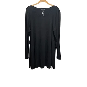 Top Eileen Fisher donna nero elasticizzato seta jersey scollo a scoop 1x minimalista nuovo con etichette - Foto 1 di 5
