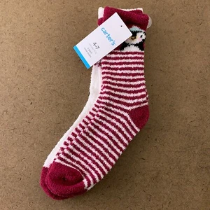 Carter's Girls Shoe Size 10-13 Penguin Holiday Print Cozy 2 Pack Crew Socks NWT - Picture 1 of 5