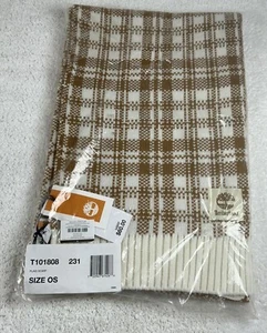 Neu mit Etikett Timberland karierter Strickschal Weizen Elfenbein Einheitsgröße Acryl 10"x64" Rechteck - Bild 1 von 6