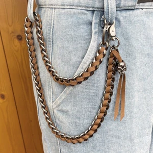 28" Gruesa Correa Fuerte con Cartera de Cuero Motociclista Camionero Llavero Jean Llavero - Imagen 1 de 7