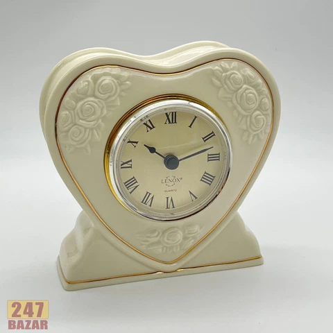 Vintage Lenox Rosebud Heart Mantel/Desk Clock - Works Great! Cover