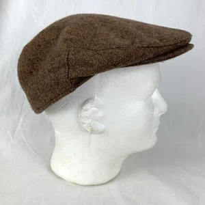 Major Majorwear Wool Blend Flat Cap XL Brown Herringbone Hat Fathers Day Gift - Picture 1 of 12