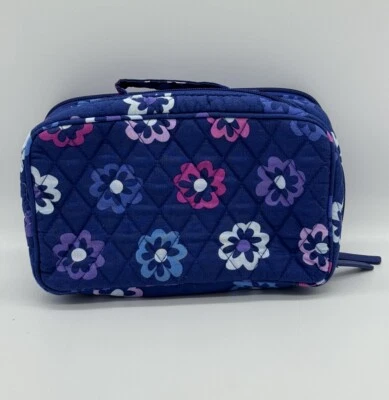 Vera Bradley Ellie Flores Grande FUNDA DE MAQUILLAJE RUBOR Y PINCEL Bolso de Viaje Azul Marino Foto 1 de 4