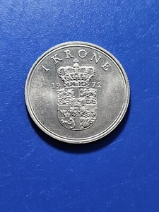 1972 Denamrk 1 Krone Copper Nickel Coin - KM# 851 - Picture 1 of 2