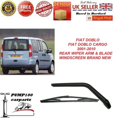REAR WIPER FOR FIAT DOBLO /  DOBLO CARGO 2001-2010  ARM & BLADE WINDSCREEN NEW - Image 1 of 4