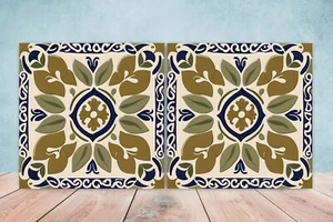 Azulejos de pared de cerámica griega - Juego de 2 azulejos de arte de cerámica para salpicadero de cocina para baño - Imagen 1 de 3