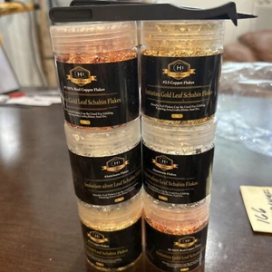 Metallic Foil Schabin Metal Leaf Flakes - Imitation Gold, Silver & Copper 5g X2 - Picture 1 of 3